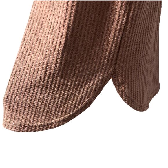 Dokotoo Waffel Knit Two Tone Henley Tunic Top Brown Tan Women's Size Medium NWT - Picture 6 of 15